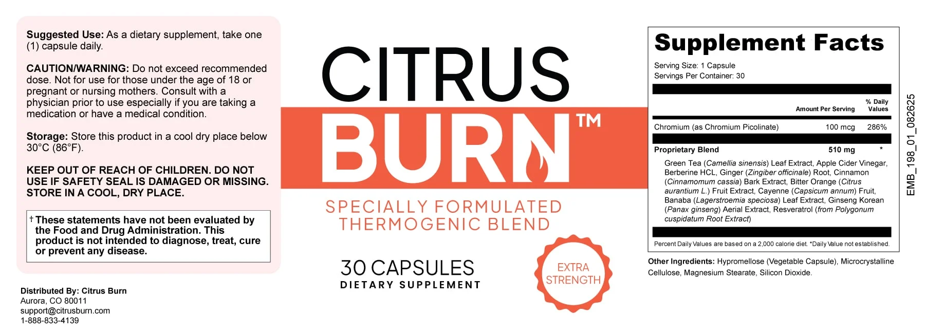 JellyBurn Product Label
